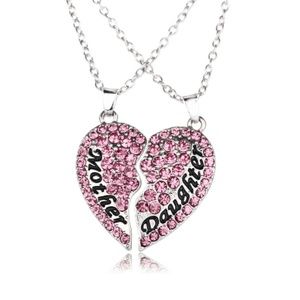 Mother Daughter Love Necklace Silver Tone